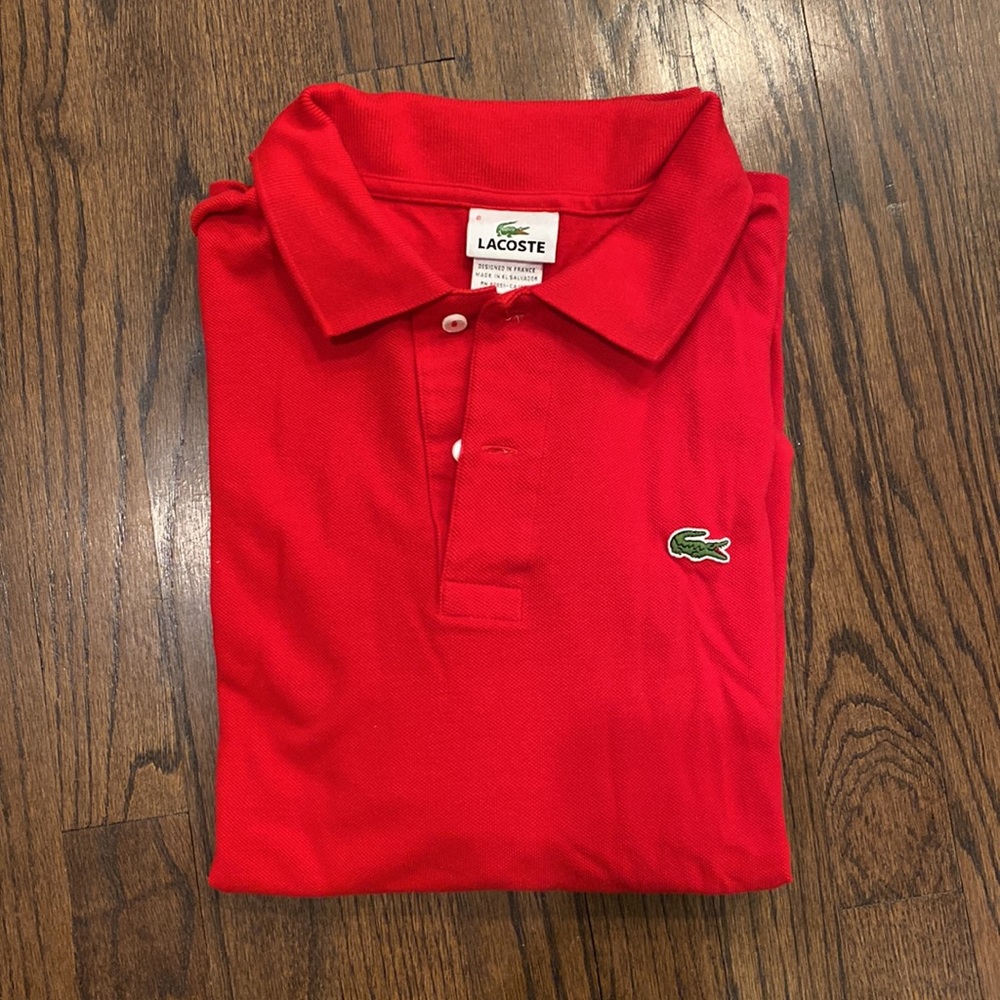 Lacoste mens red polo shirt, size 6